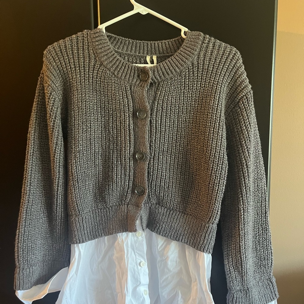 Anthropologie Charcoal Gray Cardigan Sweater